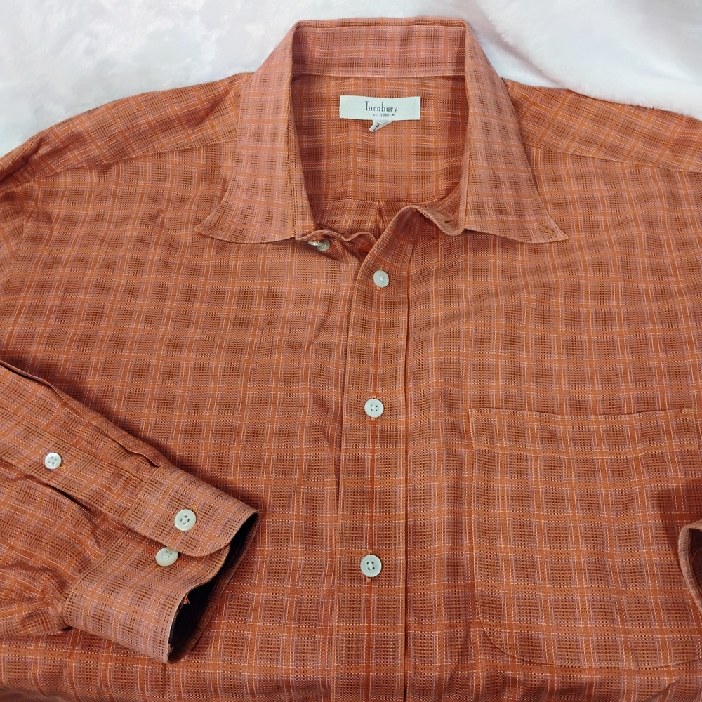 Turnbury Long Sleeve Check Button Up Shirt Mens Large 100 % Cotton READ